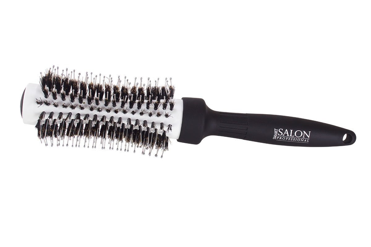 Small Round Blow Dry Brush - Boar Bristle Pins - 25mm Diameter Hairbrush (Small / Medium) - Smart Salon Professional