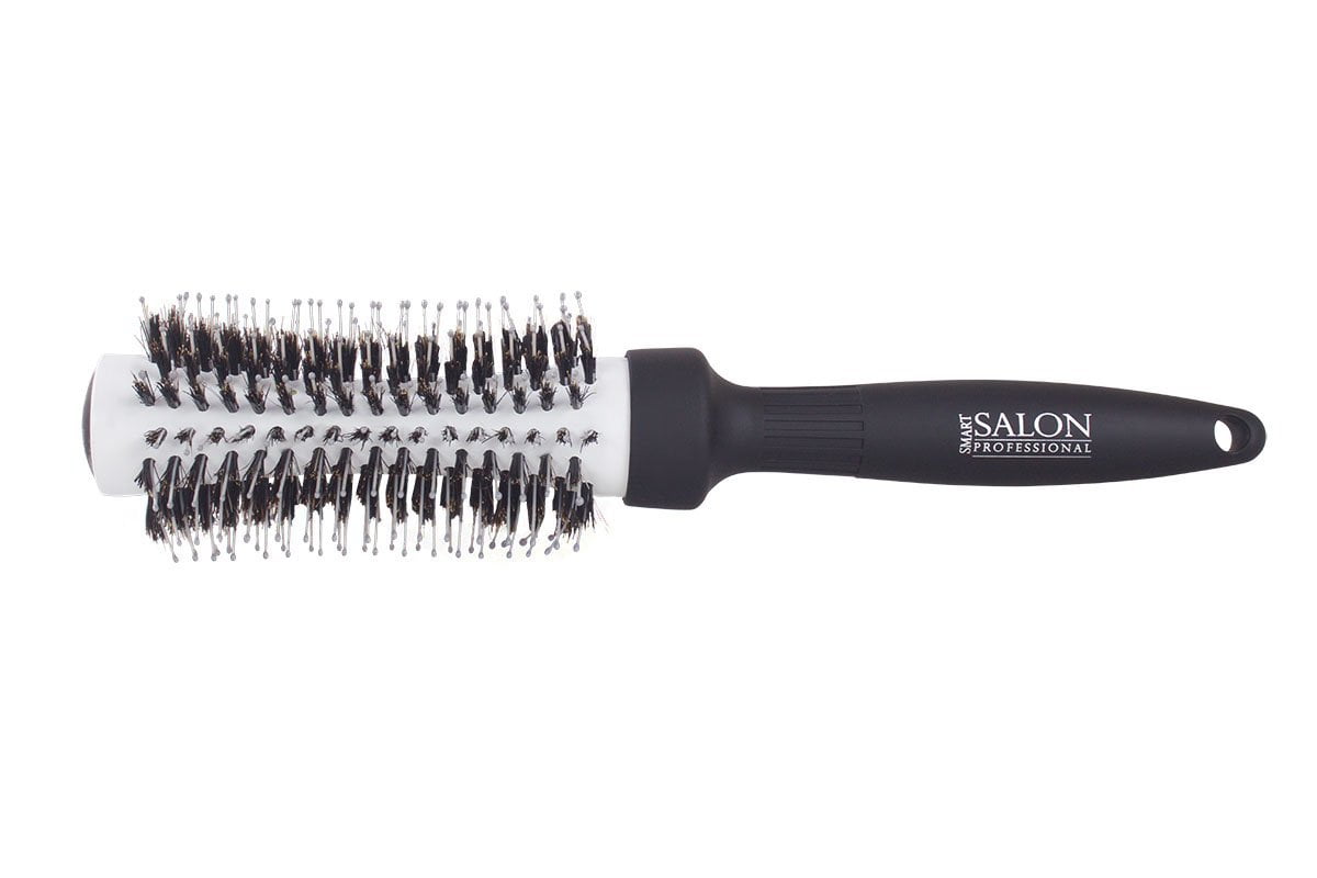 Small Round Blow Dry Brush - Boar Bristle Pins - 25mm Diameter Hairbrush (Small / Medium) - Smart Salon Professional